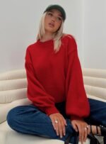 Harmony Balloon Sleeve Knit Jumper Red - Image 8