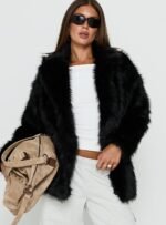 Super Trouper Faux Fur Jacket Black - Image 2
