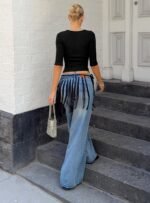Naylor Mid Rise Wide Leg Jeans Mid Blue Wash - Image 9