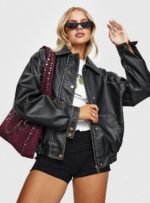 Jaxton Faux Leather Jacket Black - Image 9