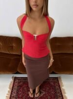 Isabetta Halter Top Red
