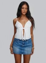Paulette Denim Mini Skirt Light Wash - Image 2