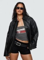 Napoleon Faux Leather Jacket Black - Image 9