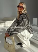 Bloom Long Sleeve Top Beige Stripe - Image 9