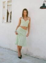 Aspyn Embroidered Midi Skirt Sage Green - Image 11