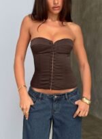 Jazzy Strapless Corset Top Chocolate