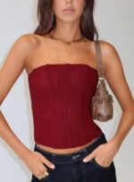 Oscuro Longline Mesh Corset Top Berry - Image 8