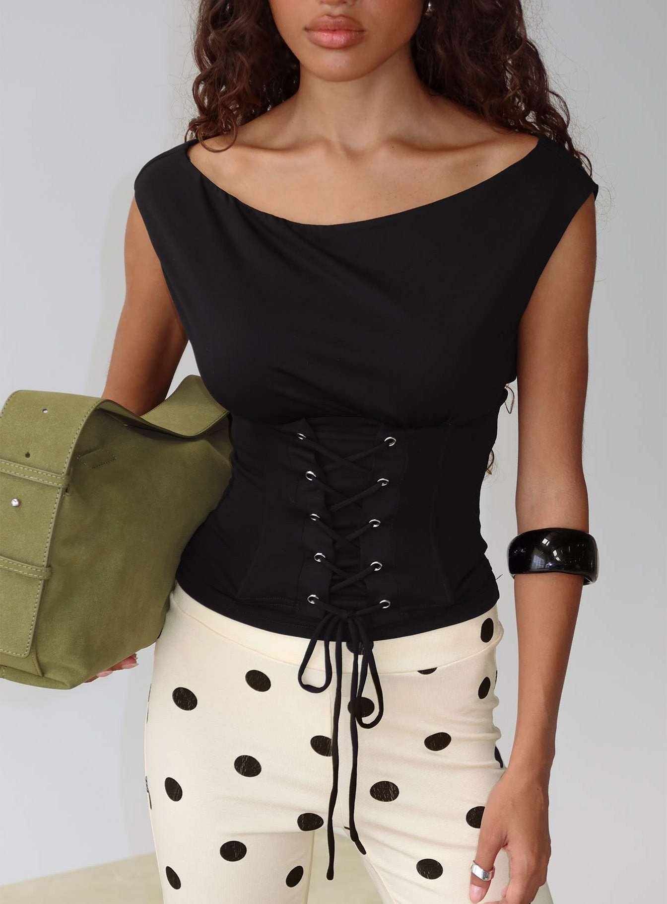 0-modelinfo-keilani-us2_b36e28ba-f535-4fb3-95d7-72724fb55a93-1 Unbothered Corset Top Black - Image 1