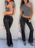 Clynee Ultra Low Rise Bootleg Jeans Vintage Black