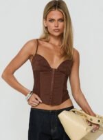 Francee Lace Corset Top Chocolate