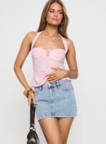 Nickei Denim Mini Skirt Light Wash Tall - Image 2