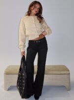Slow Ride Mid Rise Bootleg Belted Jeans Washed Black - Image 9