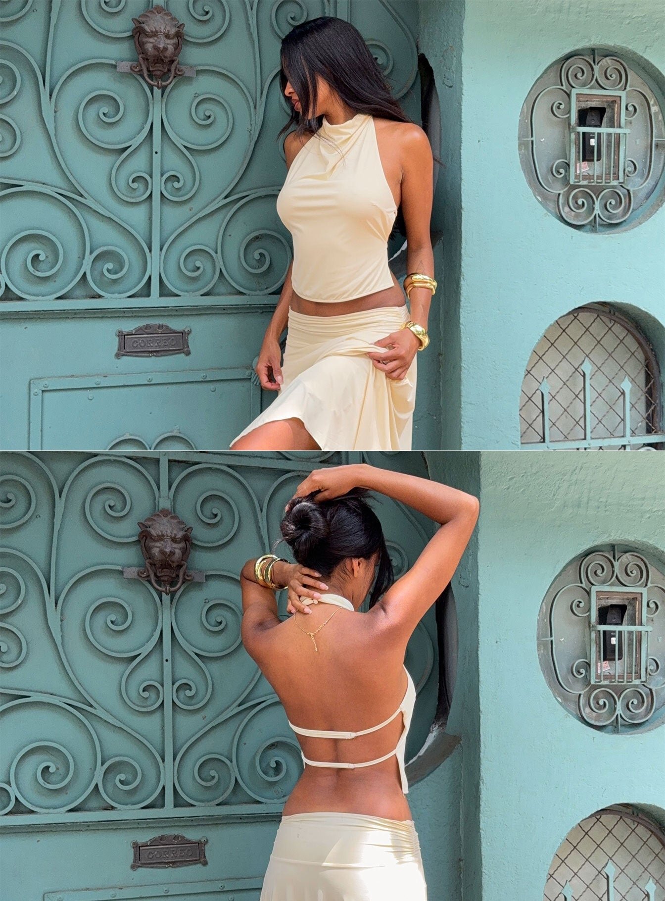 0-modelinfo-nataly-us4_ca2638d9-2d57-48e6-a17b-b0ddce95b761-1 Scenic Route High Neck Top Yellow - Image 1
