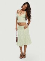Aspyn Embroidered Midi Skirt Sage Green - Image 9