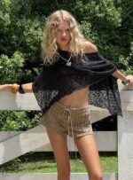 Nelida Sheer Poncho Black