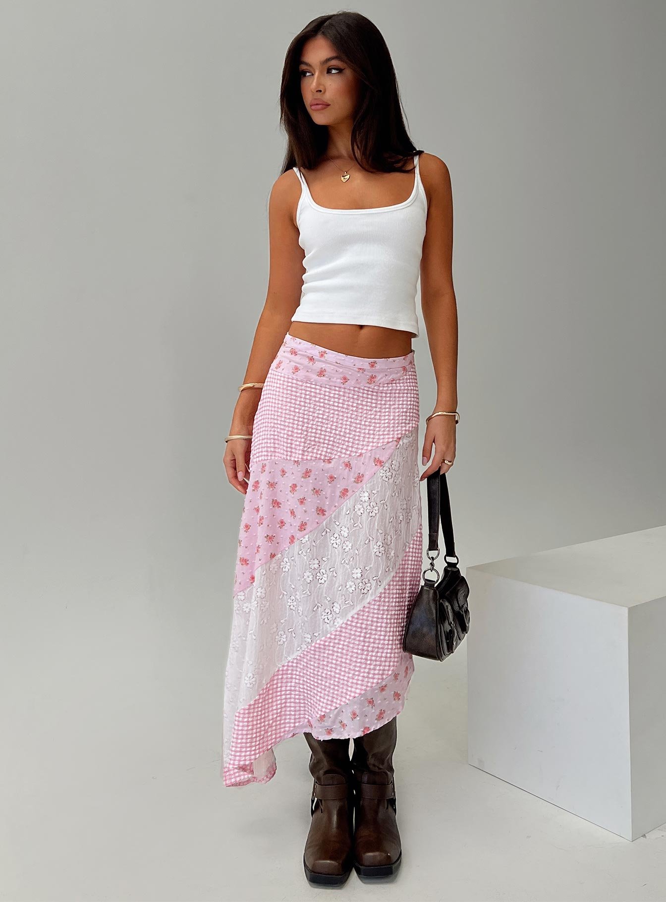 0-modelinfo-olivia-us2_1272be7a-a491-414f-b150-ea7a712f1dc3 Rennar Maxi Skirt Multi - Image 1