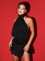 Zenayda Drop Waist Sequin Mini Dress Black - Image 8