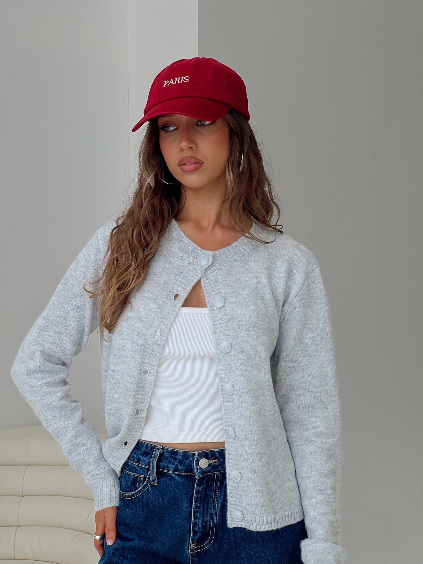 0-modelinfo-paris-us2_30ea4bc9-d7f3-49b2-b7ac-5f4b1f06037e Denmark Cardigan Grey - Image 1