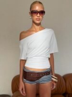 Ashlinn Off Shoulder Drapey Top White - Image 8