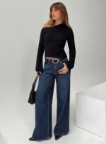 Naylor Mid Rise Wide Leg Jeans Mid Blue Denim - Image 9