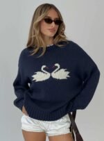 Swan Lake Love Knit Jumper Navy