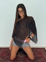 Nelida Sheer Poncho Black - Image 8
