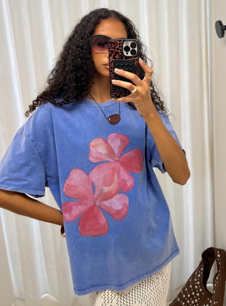 Watercolour Daydream Oversized Graphic Tee Washed Blue