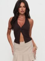 No Hard Feelings Twist Top Brown - Image 2