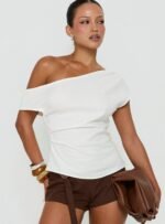Seasons Change Relaxed Off Shoulder Top White - Image 2