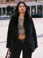 Super Trouper Faux Fur Jacket Black - Image 9
