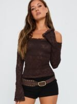 Mochapella Off The Shoulder Top Brown - Image 2