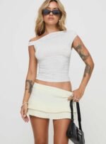 Deei Double Ruffle Mini Skort Soft Lemon - Image 6