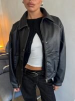 Jaxton Faux Leather Jacket Black - Image 10