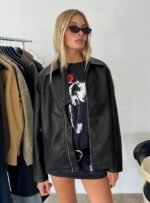 Napoleon Faux Leather Jacket Black