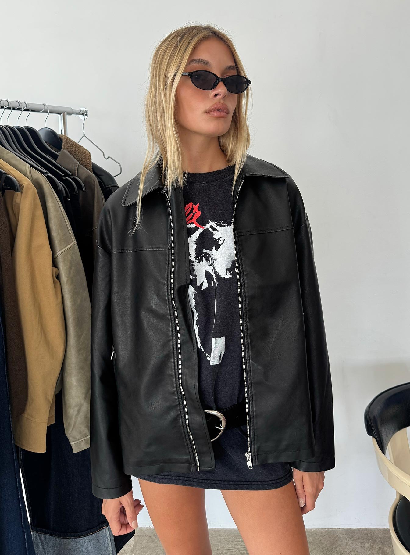 1-modelinfo-claire-us4_b014ffd0-eebb-4d09-9d03-2839afa1ea7f Napoleon Faux Leather Jacket Black - Image 1