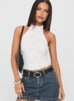 Hotter Than Fire Lace Halter Top White - Image 2