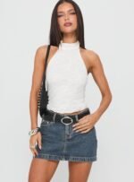 Nickei Denim Mini Skirt Washed Blue - Image 2