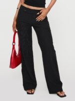 Socialista Pinstripe Trousers Black - Image 2