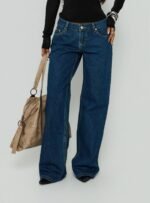 Tidal Wave Low Rise Straight Leg Jeans Dark Blue Wash - Image 2