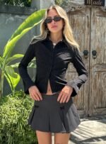Anni Pinstripe Shirt Black - Image 12
