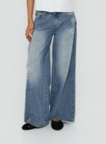 Johnni Floral Printed Low Rise Jeans Mid Wash - Image 2