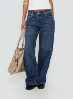 Serenitia Mid Rise Relaxed Jeans Dark Blue Wash - Image 2