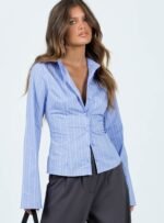 Anni Pinstripe Shirt Blue - Image 2