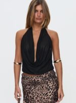 Carefree Days Cowl Neck Top Black - Image 2