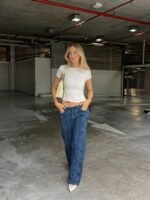 Day Dream Mid Rise Straight Leg Jeans Dark Blue Wash - Image 15