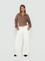 Naylor Mid Rise Wide Leg Jeans Cream - Image 3