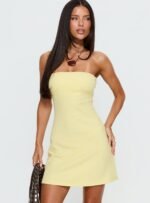 Baseline Strapless Mini Dress Yellow - Image 2