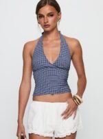 Whimsy Halter Top Navy Gingham - Image 2