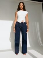 Darla Low Rise Straight Leg Jean Dark Blue Wash Petite - Image 9