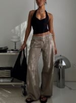 Paltrow Mid Rise Wide Leg Cargo Jeans Washed Brown